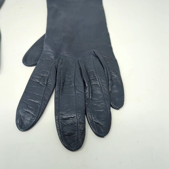 Vintage Roger Fare Gloves X Small 6.5 Blue Leather France - Picture 3 of 9
